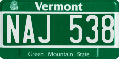 VT license plate NAJ538