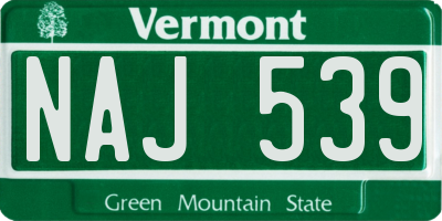 VT license plate NAJ539