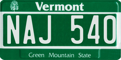 VT license plate NAJ540