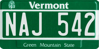 VT license plate NAJ542