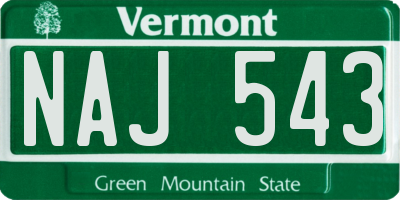 VT license plate NAJ543