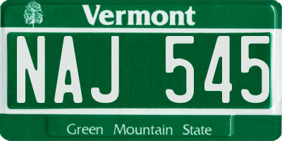 VT license plate NAJ545