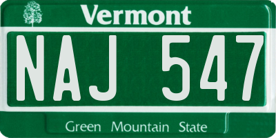 VT license plate NAJ547