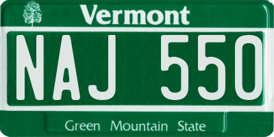 VT license plate NAJ550