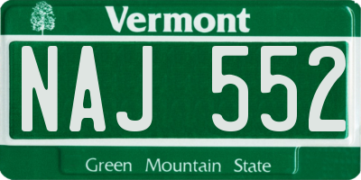 VT license plate NAJ552