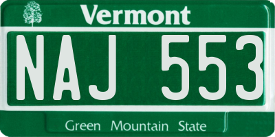 VT license plate NAJ553