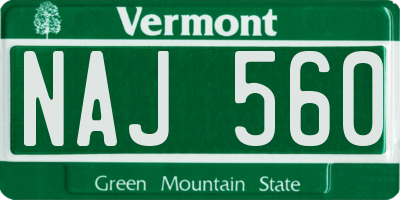 VT license plate NAJ560