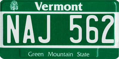 VT license plate NAJ562