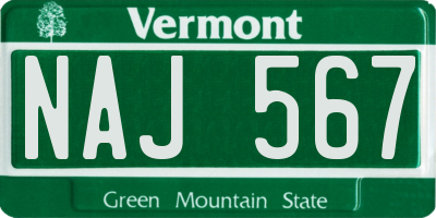 VT license plate NAJ567