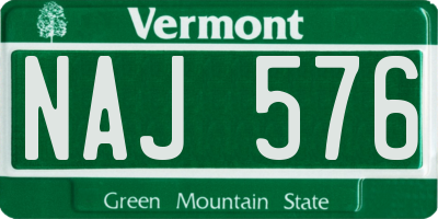 VT license plate NAJ576