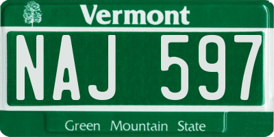 VT license plate NAJ597