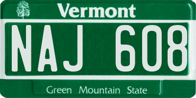 VT license plate NAJ608