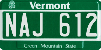 VT license plate NAJ612