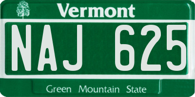 VT license plate NAJ625