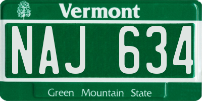VT license plate NAJ634