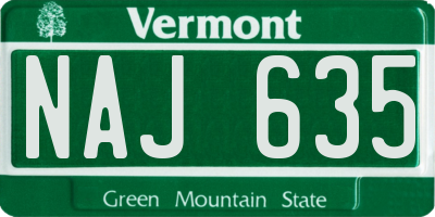 VT license plate NAJ635