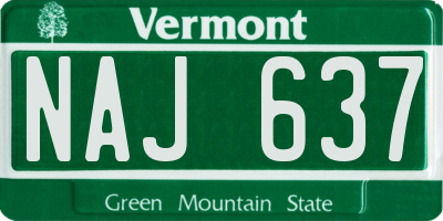 VT license plate NAJ637