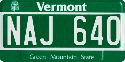 VT license plate NAJ640
