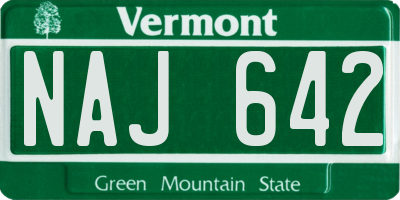 VT license plate NAJ642