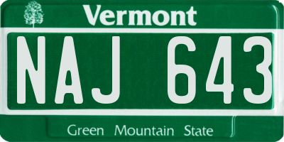 VT license plate NAJ643