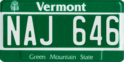 VT license plate NAJ646