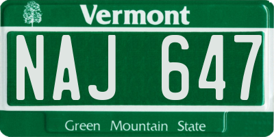 VT license plate NAJ647