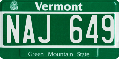 VT license plate NAJ649