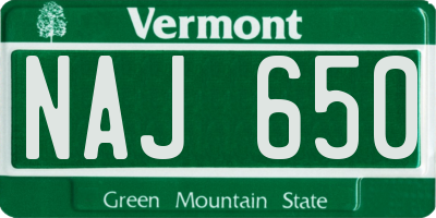 VT license plate NAJ650