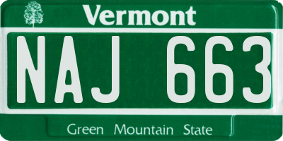 VT license plate NAJ663