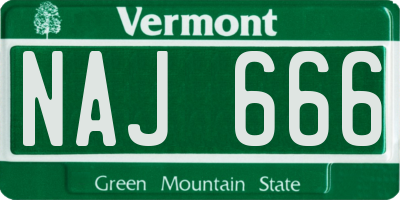VT license plate NAJ666