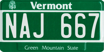 VT license plate NAJ667
