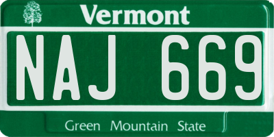 VT license plate NAJ669