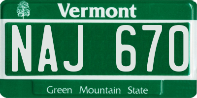 VT license plate NAJ670