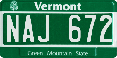 VT license plate NAJ672