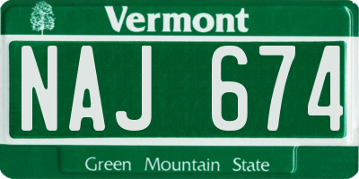 VT license plate NAJ674