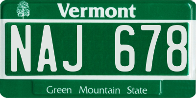 VT license plate NAJ678