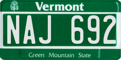 VT license plate NAJ692