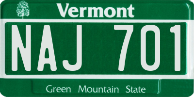 VT license plate NAJ701
