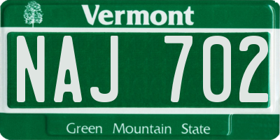 VT license plate NAJ702