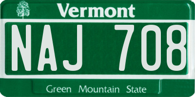 VT license plate NAJ708