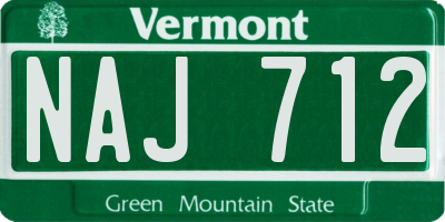 VT license plate NAJ712