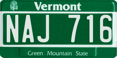 VT license plate NAJ716