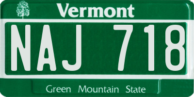 VT license plate NAJ718
