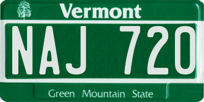VT license plate NAJ720