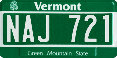 VT license plate NAJ721