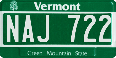 VT license plate NAJ722
