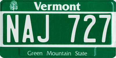 VT license plate NAJ727