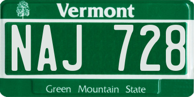VT license plate NAJ728