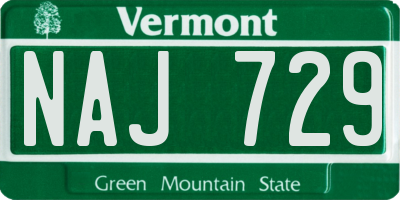 VT license plate NAJ729
