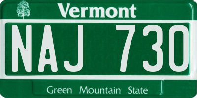 VT license plate NAJ730